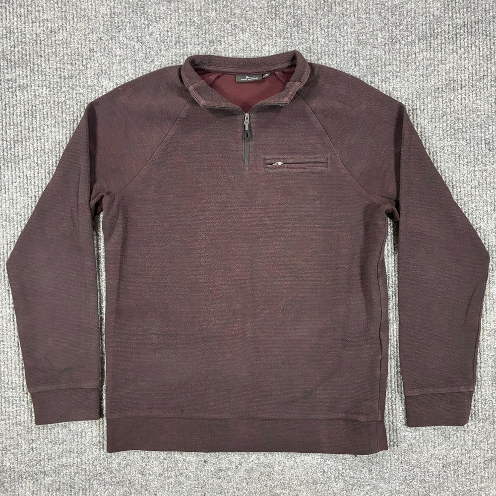 Marc Anthony Mens Medium Slim Fit Quarter Zip Pullover Brown Marled Sweater